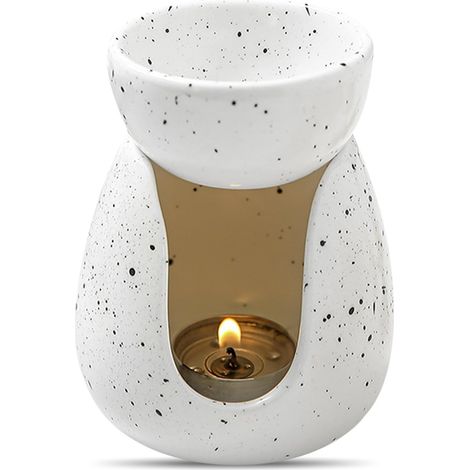 Waxbrander, geurbrander, kaarsenbrander, keramische diffuser, etherische oliebrander, aromatherapiebrander, kaarsenhouder voor Halloween, Kerstmis, verjaardagen (wit) (1/5)