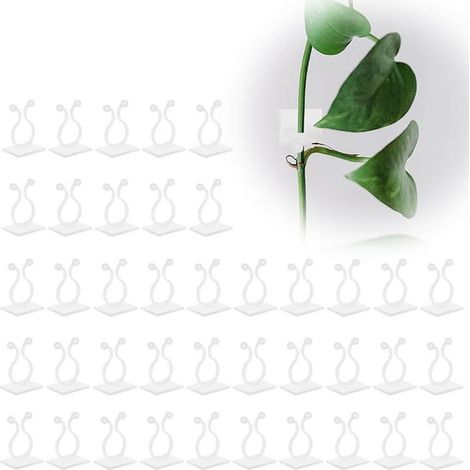 Clips de soporte para plantas trepadoras, 100 unidades, ganchos autoadhesivos para pared, ideales para la decoración del hogar (blanco). (1/5)