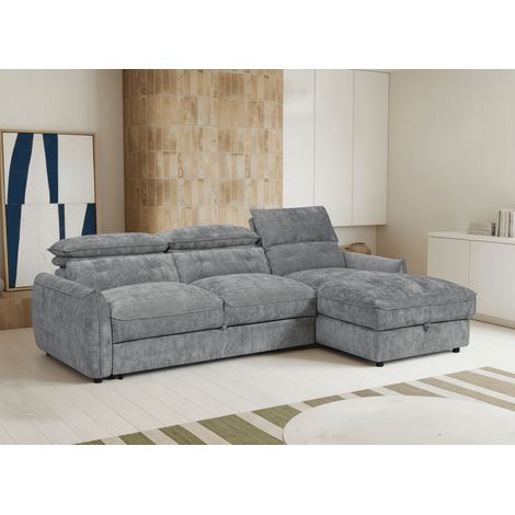 Canapé d'angle convertible avec coffre de rangement en velours