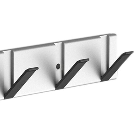 Porte-manteau mural flottant gain de place en aluminium pliable, disponible en argent et noir, avec ou sans perçage. (1/5)