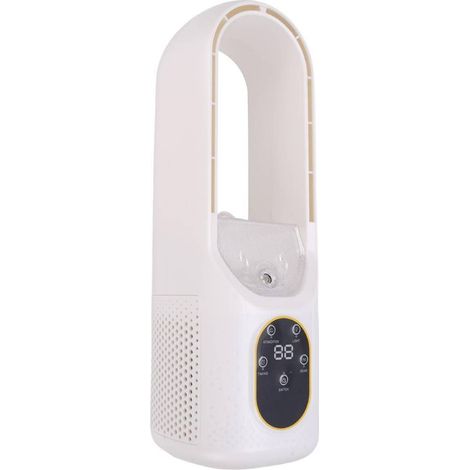 Ventilador de mesa silencioso y de bajo ruido, sin aspas, con 6 niveles de velocidad, iluminación LED de 5 colores y temporizador ideal para dormitorios, hogares y oficinas. (1/5)