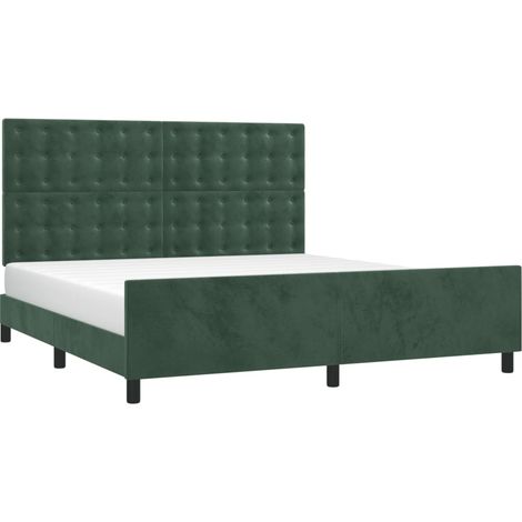 Estructura cama con cabecero terciopelo verde oscuro 180x200 cm vidaXL (1/5)