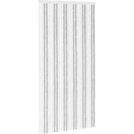 Insect Curtain Chenille Light Grey and White 100 x 200 cm vidaXL