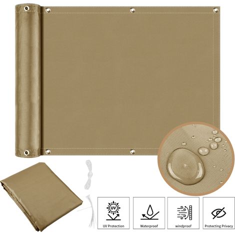 (Jaune sable, 90 x 300 cm) Bâche occultante pour balcon, tissu pare-soleil imperméable, voile d'ombrage pour terrasse (1/4)