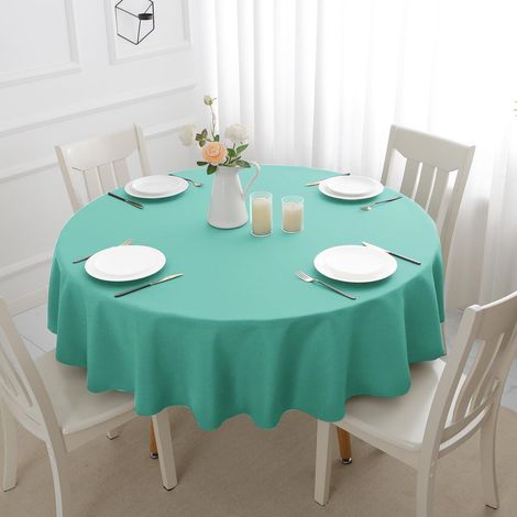 Runde Tischdecke 120 cm Türkis abwaschbar & wasserabweisend für Outdoor