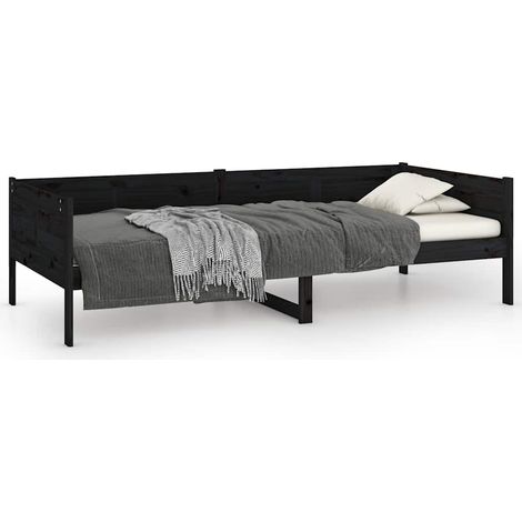 Maison Exclusive - Sofá cama madera maciza de pino negro 90x190 c (1/5)