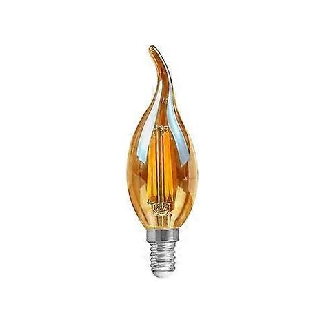 E14 LED-Kerzenbirne mit C35-Flammenspitze, 4 W, dimmbares Glühwendel, 2700 K warmweiß, bernsteinfarbenes Glas, für Kronleuchter, Wandlampen und Wandleuchten