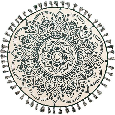 Alfombra de salón redonda oriental de algodón crema ø 120 cm Irice