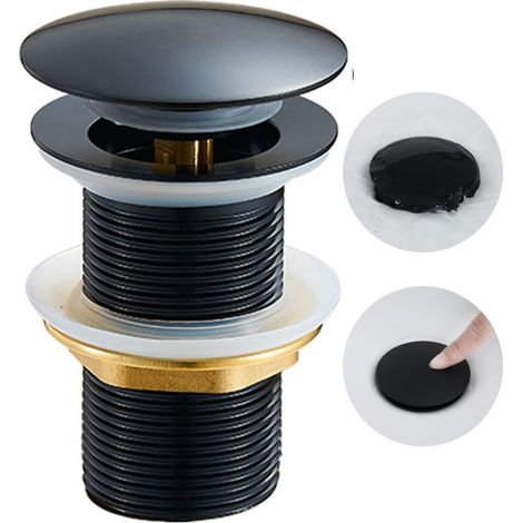 Bonde Lavabo sans Trop Plein, Bonde Lavabo Salle de Bain , Universelle Standard-G 1 ¼, Finition Noir Mat (1/4)