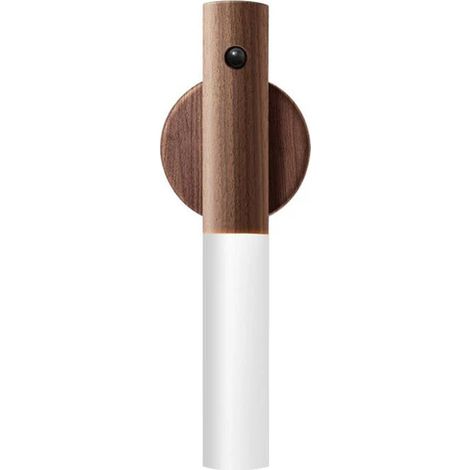 Luz nocturna LED recargable con sensor de movimiento para uso en interiores, ideal para paredes, escaleras, armarios o pasillos - Madera oscura (1/2)