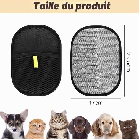 SABIR-2pcs PET Hair Removal GLOVES, brosse de lavage pour enlever les poils, réutilisable, brosse à poils pour animaux de compagnie, pour le lavage, le peignage et la beauté, épilateur de canapé, arbr (1/4)