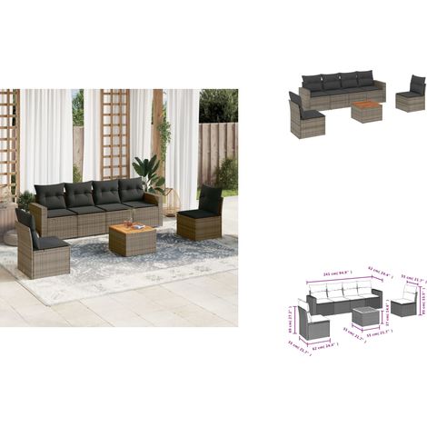 Salon de jardin avec coussins 7 pcs gris résine tressée - Ensemble Salon De Jardin - Salon De Jardin Extérieur - Meuble De Jardin - Mobilier De Jardin - Résine Tressée