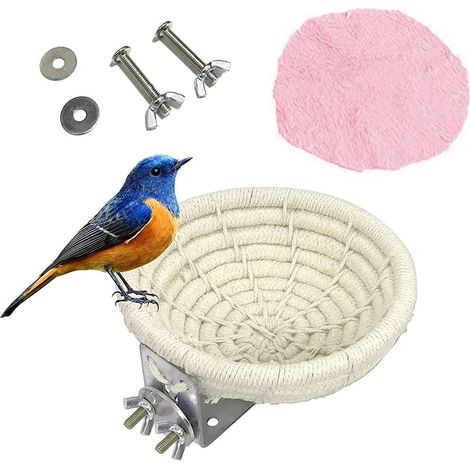 Nid de Cage à Oiseaux, Main Tissé Nid, Main Cage à Oiseau Fait, Lit de Maison Doiseau, avec Toile de Bride et 2 Vis de Fixation, pour L'éclosion et la Nidification des Petits et Moyens Perroquets (1/5)