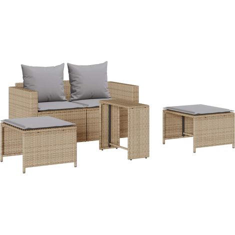 Maison Exclusive - 5-tlg. Garten-Sofagarnitur Kissen Stapelbar Be
