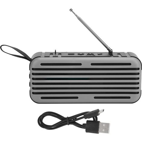 Enceinte Bluetooth Sans Fil - Haut-Parleur Solaire Led Avec Antenne Fm - Lecteur Carte Sd Usb - Gris (1/5)