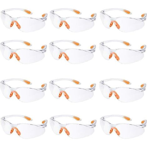 Lot de 12 Lunettes de Sécurité Transparentes Anti-Rayures avec Nez en Caoutchouc pour Chantier (1/4)