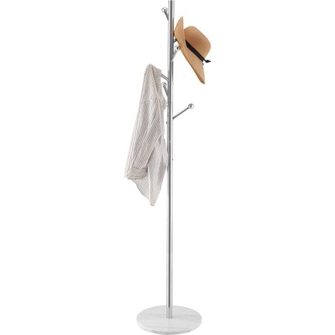 VEVOR Appendiabiti da Terra 370 x 370 x 1730 mm Appendiabiti Indipendente con Base in Marmo Stabile e 8 Ganci, per Ingresso, Camera da Letto, Ufficio, Soggiorno, per Cappotti, Cappelli, Borse