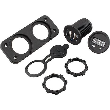 lyrlody Prise USB à Double Port de Sortie de Puissance Imperméable 12V avec Voltmètre DC LED pour Le Bateau de Voiture Marine Utilisation du Chargeur USB à 2 Ports. (1/5)