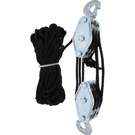 de poulie à 3 roues palan robuste avec câble noir de 15 m