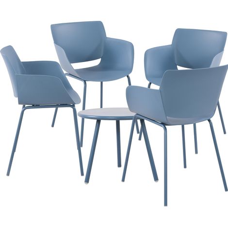 Sitzgruppe Berena blau 4 Stühle