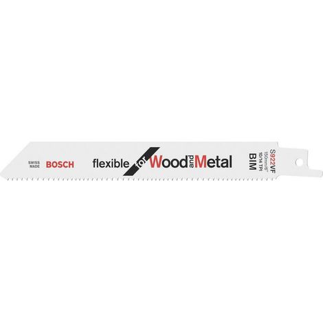Bosch Hoja de sierra recíproca S 922 VF, Flexible for Wood and Metal, Paquete de 25 - 2608657558