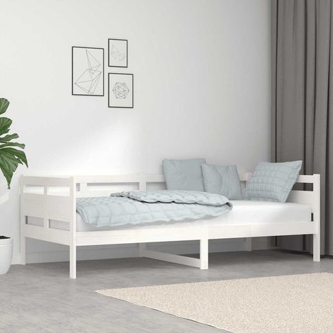 Lit de jour 90 x 200 cm en pin massif blanc, canapé-lit avec sommier à lattes, sans matelas - PANGIVO (1/5)
