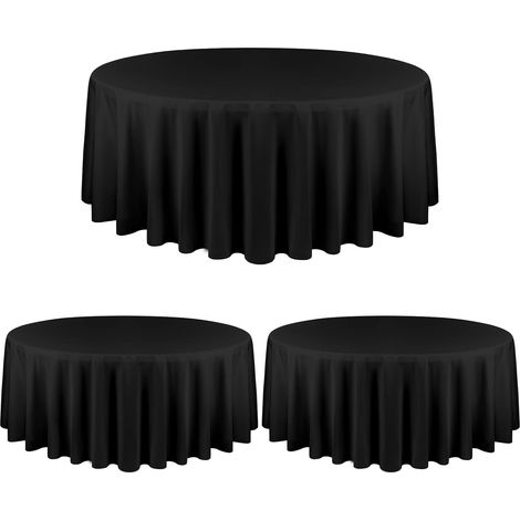 3 nappes rondes, diamètre 229 cm, polyester noir, lavables en machine, antidérapantes, pour mariages et événements (1/5)