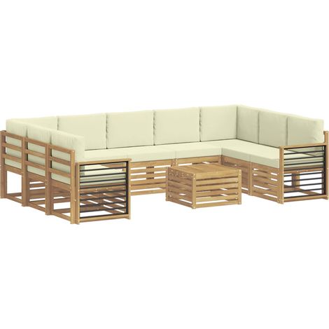Sofa Sets with Cushion 10 pcs White and Cream Polyester vidaXL (1/5)