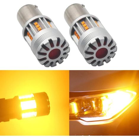 S25 BAU15S PY21W 7507 LED Ampoules Ambre Jaune Orange 10000LM Canbus sans Erreur Anti-Hyper Flash pour Clignotants Avant ou Arrière de Voiture (Pack de 2) (1/5)