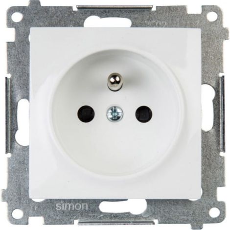 Simon 54 Enchufe individual con/sin 16A IP20 con obturador de carril, conectores rápidos blancos, DGZ1CZ.01/11