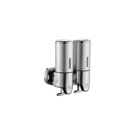 Distributeur de Savon Double Tête Montage Mural Distributeur de Lotion Double Manuel Distributeur de Désinfectant Mural Inox Distributeur Lavage Mains Chrome Rechargeable - Crezuo