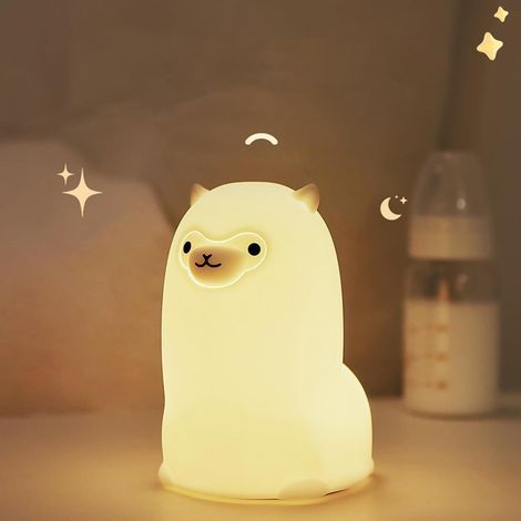 Alpaca night light, alpaca lamp, children's night light with 7 changing colours and tap control, soft animal night light, battery operated, gifts for women, babies, girls, boys, toddlers (1/5)