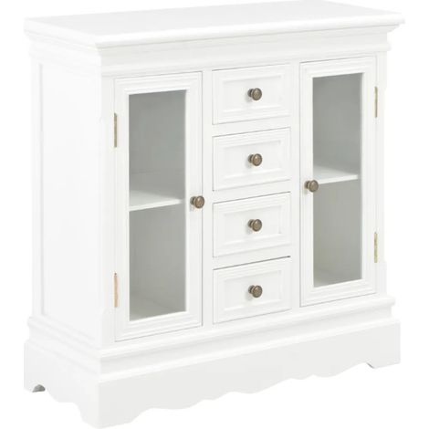Commode 2 portes 4 tiroirs pin massif blanc Frenchy (1/5)