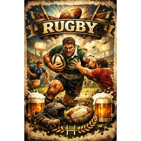 Plaque métal aluminium rugby 30,5 × 20 cm (1/2)