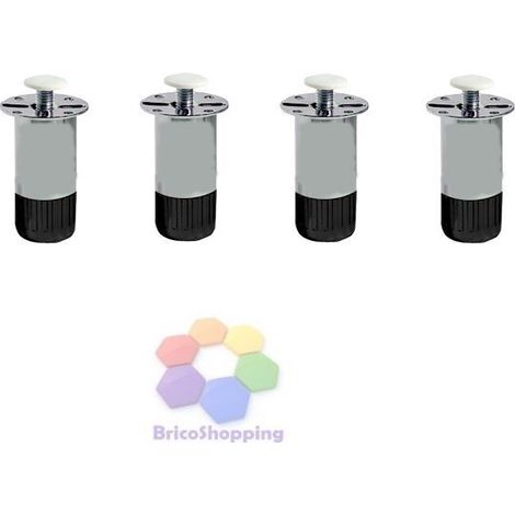 Set 4 piedi zincati cm 5 per mobili cucina per zoccolatura  regolabili 1 cm