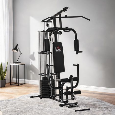 Rack à squat en métal PU-similicuir 150 x 110 x 210 cm