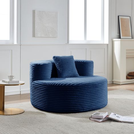 Sillón lounge de pana azul sin montaje, 112 x 105 x 59 cm HAVRYA (1/5)