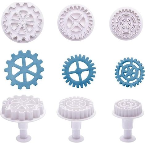 3-teiliges Steampunk-Zahnrad- und Uhrrad-Fondant-Ausstechformen-Set (1/2)