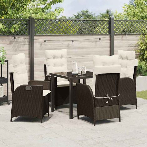 Garten Essgruppe mit Kissen 5 pcs Braun Poly-Rattan (1/5)
