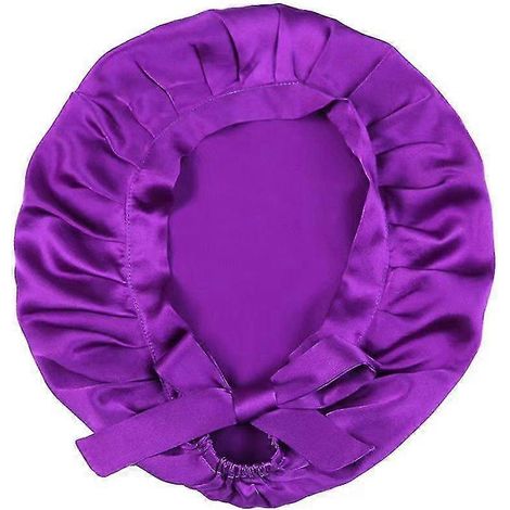 Seidenhaube, verstellbare Schlafmütze, schwarz/dunkelviolett (1/3)