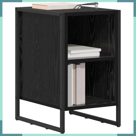 Table de chevet - 886630 - Chêne noir - Bois d'ingénierie - 39,5 x 30 x 50 cm (1/5)