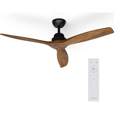 Klarstein Deckenventilator - 52" (132 cm), 3 Echtholzflügel, 6 Geschwindigkeitsstufen, leiser Betrieb, 8H Timer, Sommer- & Wintermodus, inkl. Fernbedienung und Sprachsteuerung