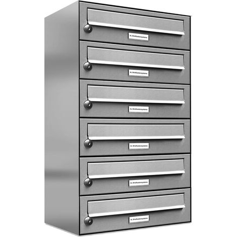 6er V2A Edelstahl Wandbriefkasten Anlage 6 Fach Briefkasten Postkasten (1/5)