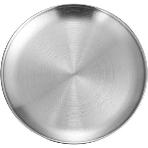 Plaque à Pizza, Plateau à Pizza Rond en Acier Inoxydable, Diamètre 11,8 Pouces, Assiettes Rondes en Métal Brossé pour Gâteaux, Desserts, Fruits, Cuisine Occidentale (1/5)