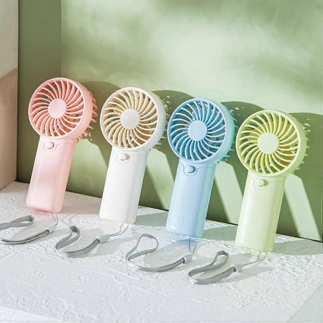 Lot de 4 mini ventilateurs portables - 1,5 m, fonctionne avec des piles AAA, léger et portatif, avec 1-AquaForge