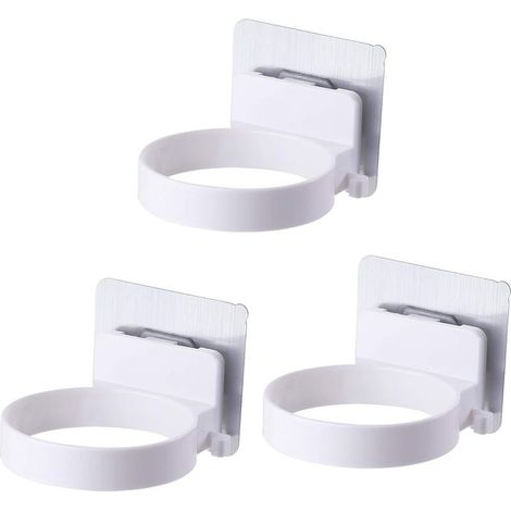3PCS Support de Sèche-Cheveux Mural, Porte Sèche Cheveux Support de Fixation, Etagère de Sèche-Cheveux à Ventouse Auto-adhésive, pour Chambres à Coucher, Toilettes, Salon de Coiffure (Blanc)