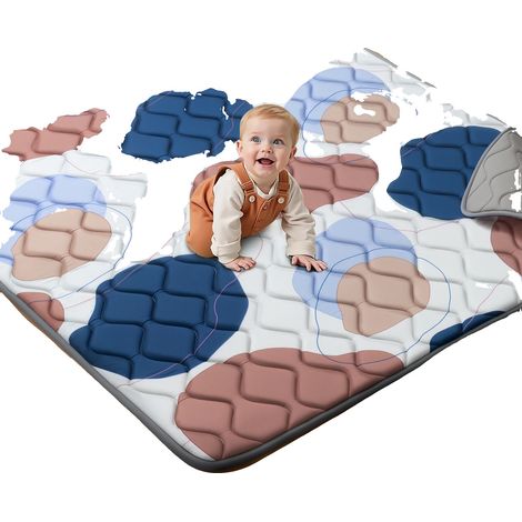 Alfombra de juegos para bebés, diseño antideslizante, plegable y lavable a máquina, 127 cm x 127 cm, Arte Moderno (1/2)