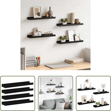 Wandregale - Wandregale 4 Stk. Schwarz 40x9x3 cm (1/5)