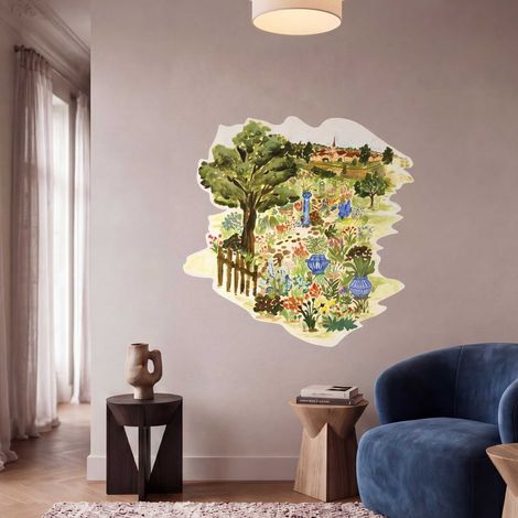Décor papier peint préencollé Cenaryo, Jardin en campagne, par Valentine Durand (1/5)