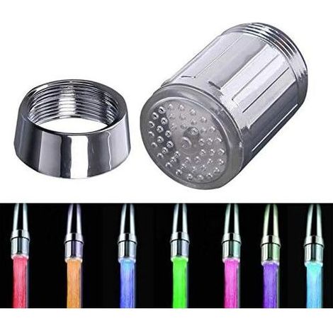Aérateur et limiteur de débit pour robinet, robinet LED couleur, robinet à changement de couleur, pommeau de douche, filtre pour robinet, fonctionne sur piles (7 couleurs) - RAPANDA (1/4)